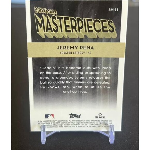 2022 Topps Bowman Masterpieces Jeremy Pena Baseball Rookie Card MLB #BM-11 - Picture 2 of 2
